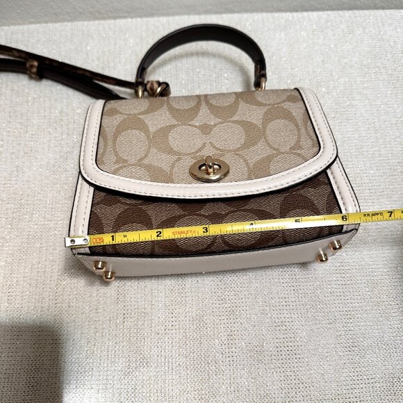 Coach Micro Tilly Top Handle 3079 Blocked Sign Canvas Mini Crossbody - Pristine - Picture 13 of 15